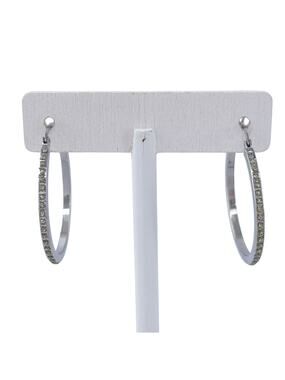 Vintage Sterling Silver 925 Diamond and Resin Hoop Earrings